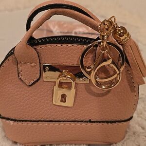 Chic light pink  Mini Handbag/ iPod holder / bag charm/ keys with Gold Accents